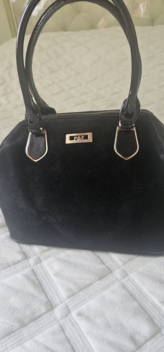 Сумка женская замшевая, дно лакированное