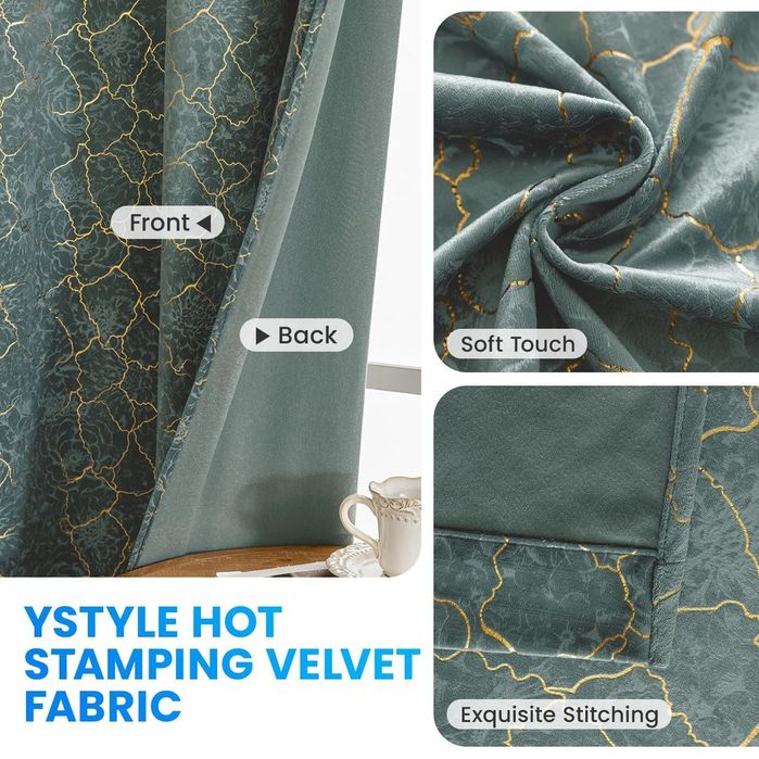 Set 2 Draperii Catifea Verde 140x260cm Blackout