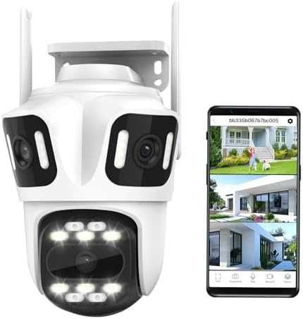 Нова 9MP WiFi външна камера 360° три обектива AI цветно нощно виждане