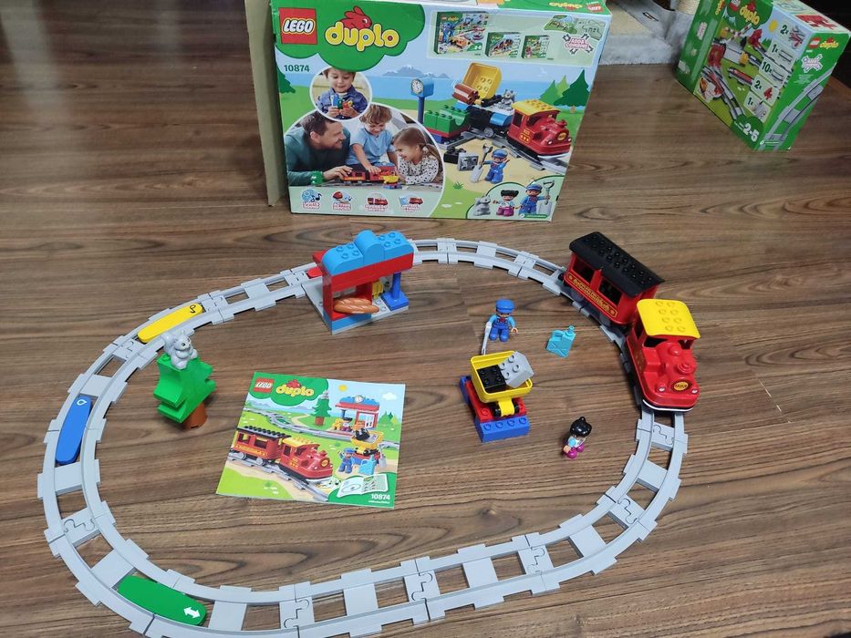 Set 3 trenuri LEGO Duplo+2 seturi extra sine+pod+piese bonus