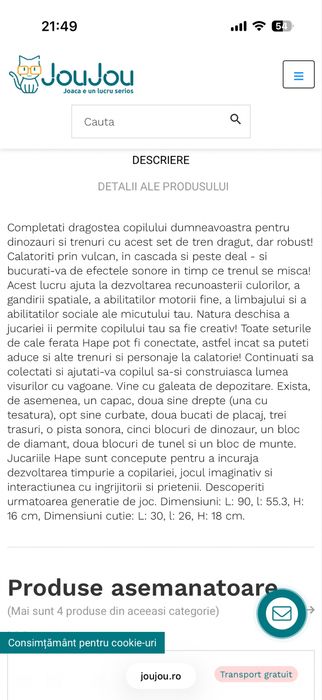 Jucarie set lemn tren si dinozauri Hape