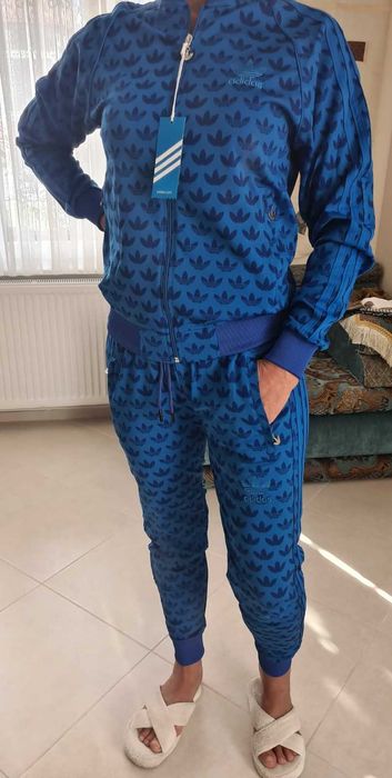 Trening Adidas unisex S compleu sport training albastru bleumarin nou