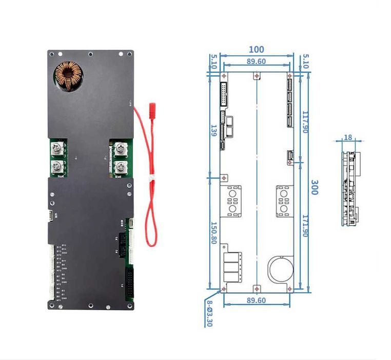 BMS JK, 8S-16S, 24V-48V, 150A, Balansare Activă 2A