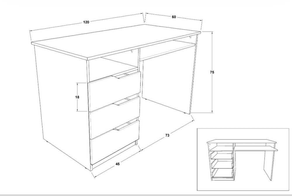 Бюро с чекмеджета и плот за клавиатура