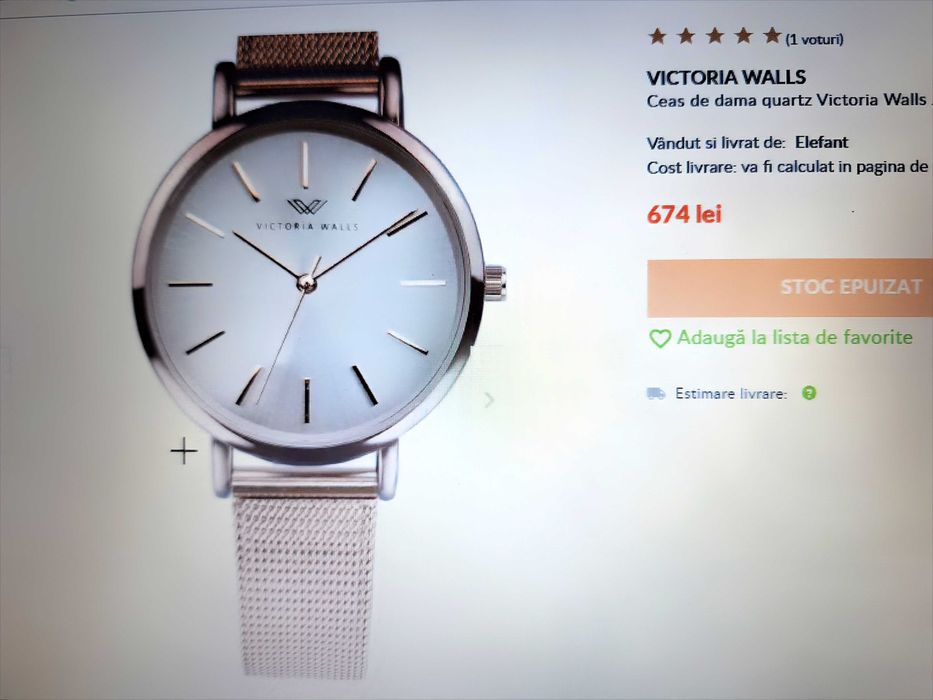 Ceas de gala lux pentru dama Victoria Walls Silver Mineral Glass