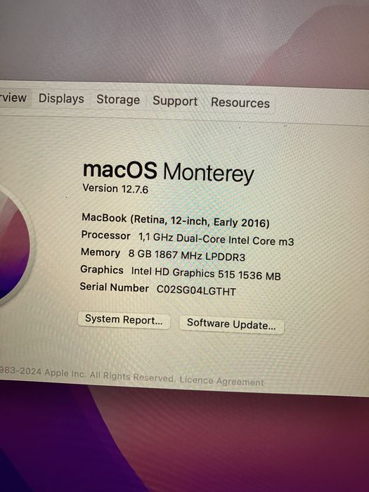 MacBook 12' 2016, baterie noua