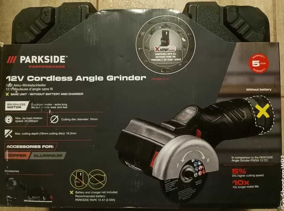 Polizor unghiular PARKSIDE PPWSA 12 A1, 76mm, 12V, fara baterie si incarcator