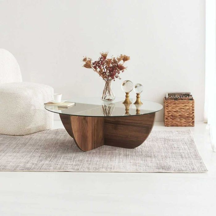 Masuta de cafea, Lily, Nuc, 90 x 30 x 90 cm