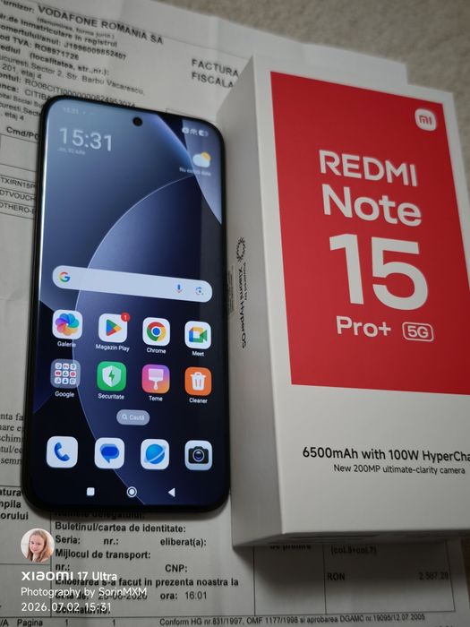 Xiaomi Redmi Note 15 Pro Plus -512 GB / 12 GB RAM / Black /Nou
