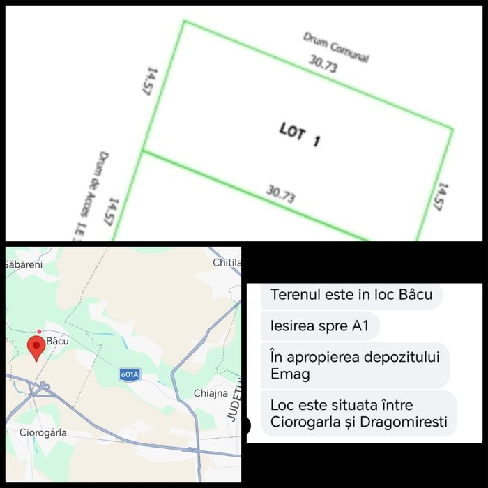 Vând  teren 450m ,langa A0-A1 cu utilitatile,gard  imprejmuit - Vedere 4