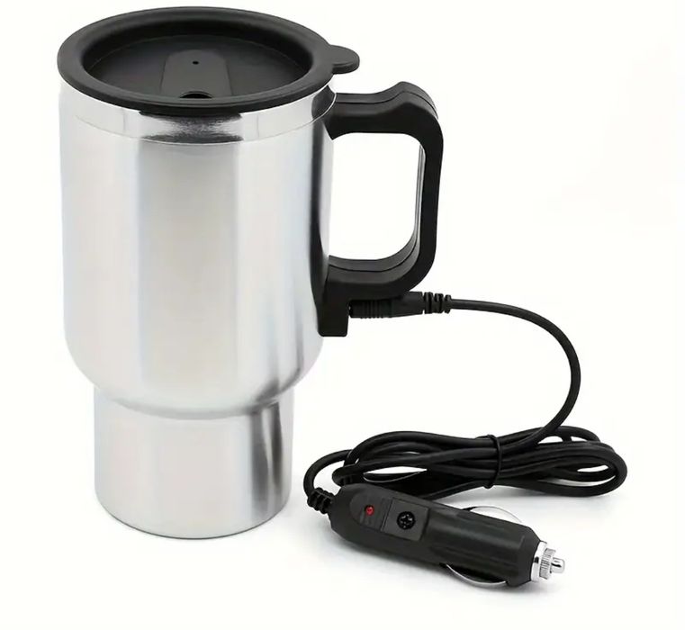 Fierbator Cană electrică auto 12V/24V inox, ideală ceai cafea supa