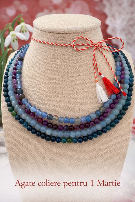Coliere din agate si argint 925