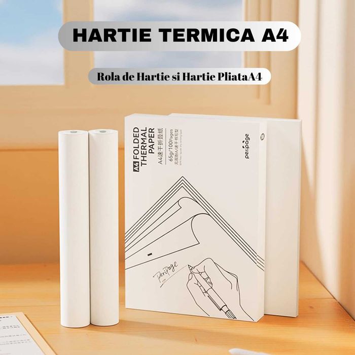Rola de Hartie Termica A4 PeriPage, 2 Role, Hartie Speciala