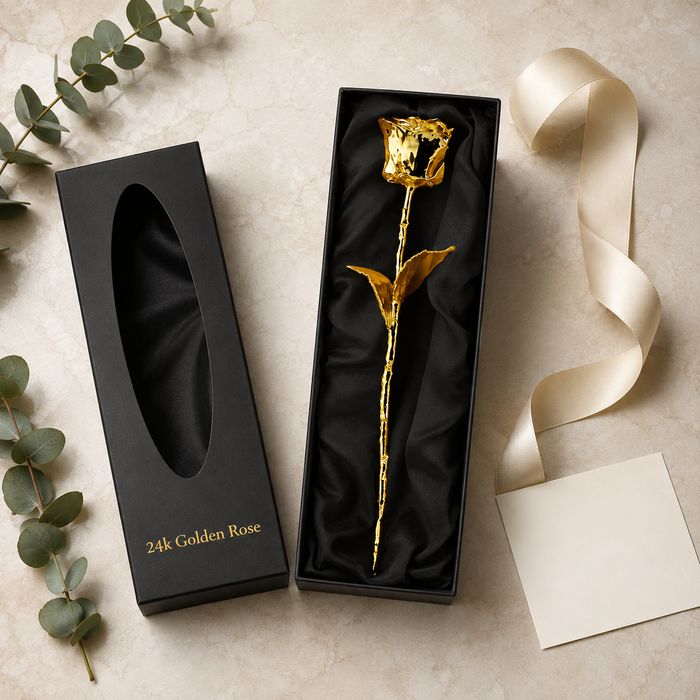 Trandafir placat cu aur 24k