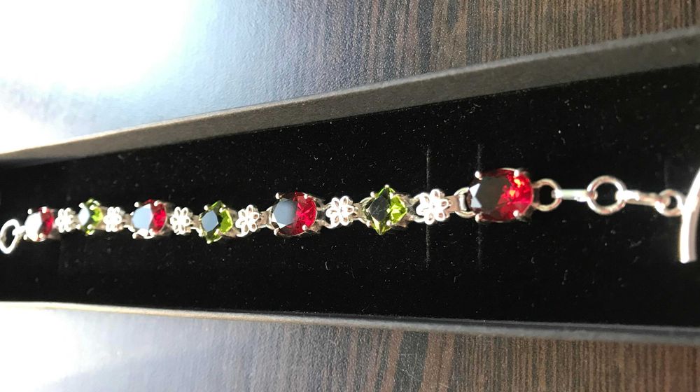 Bratara Argint 925 cu Pietre Semipretioasa Peridot si Granat TOY