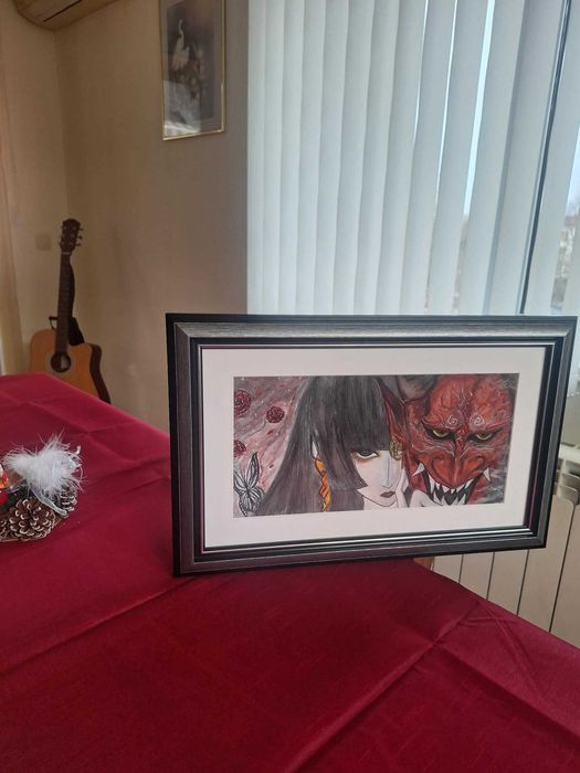 Картина (акварел в рамка ) "Зад Маската"