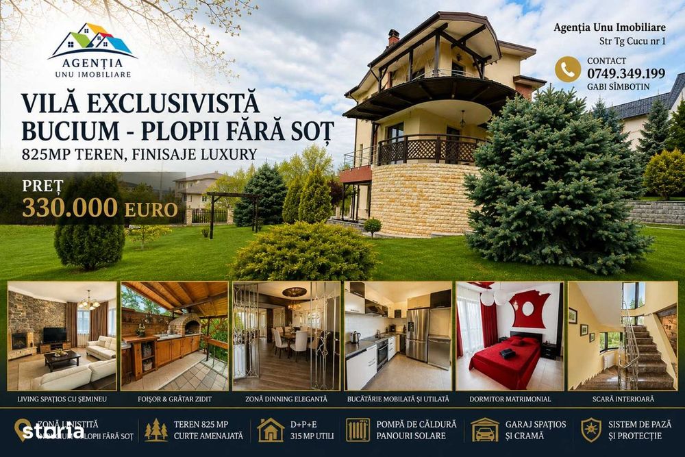VILĂ Premium Iasi Bucium – PLOPII FĂRĂ SOȚ 7 Camere 825 mp teren Garaj
