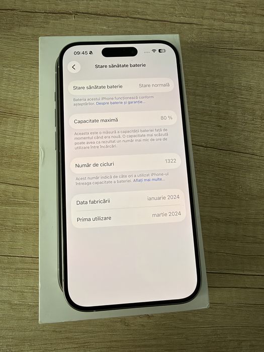 Vand iPhone 15 PRO 256GB White Titanium Alb 80%