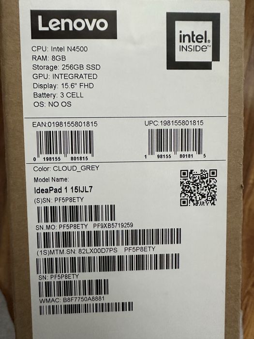 Lenivo Intel N4500 IdeaPad 1 15IJL7