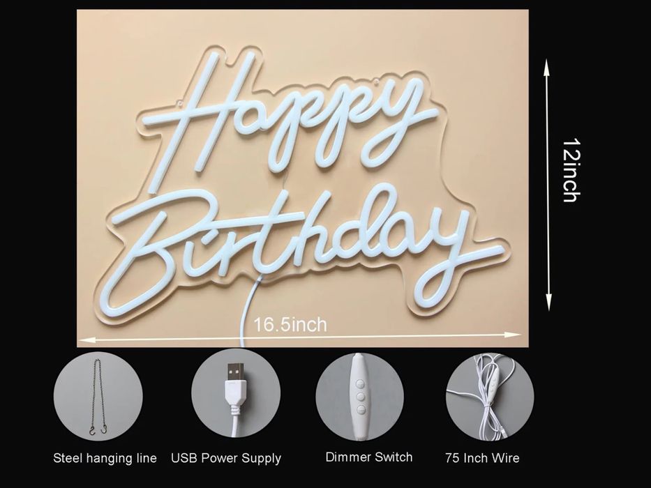 ПОД НАЕМ Светещ надпис Happy Birthday, Will u marry me?