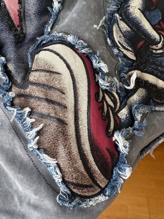 Тениска с деним декорация  заек