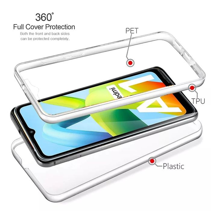 Прозрачен 360° Градуса Кейс за Xiaomi Redmi A1 / A2 Супер Защита