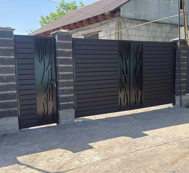Ворота Новый Забор Откатной Распашной Калитка Дарбаза Металл Алматы