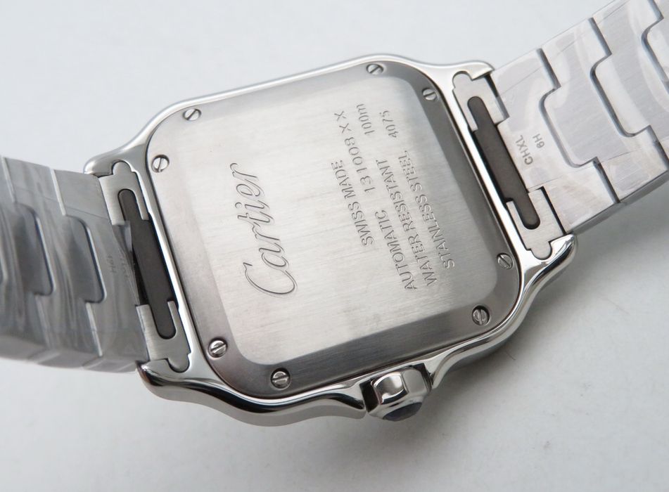 Cartier Santos de Cartier 35mm дамски - бял циферблат, стоманена гривна, QC снимки