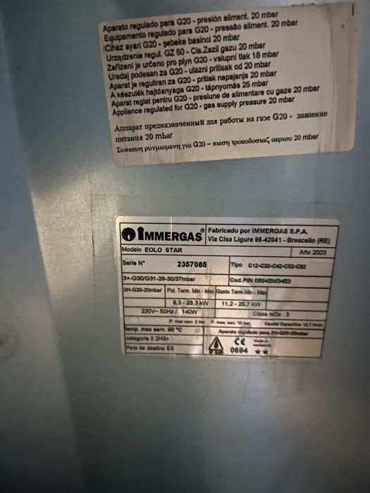 Centrala Immergas EOLO STAR, pentru piese