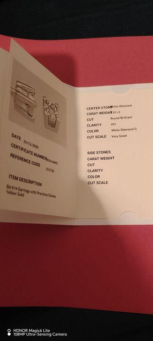 Cercei aur cu diamante