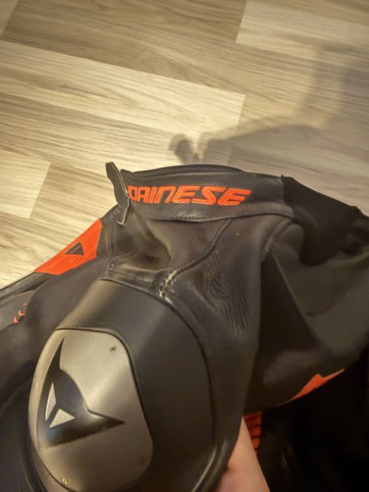 Geaca Dainese de piele Super Speed 4 Black Matt Fluto Red