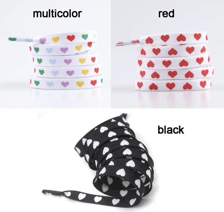 Шарени връзки за обувки/маратонки сърце