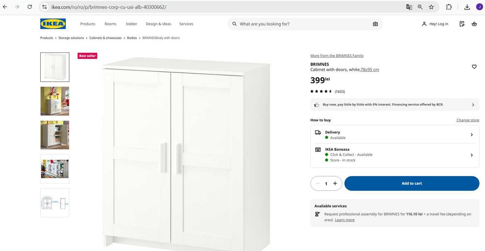 BRIMNES Corp cu uşi, alb, 78x95 cm