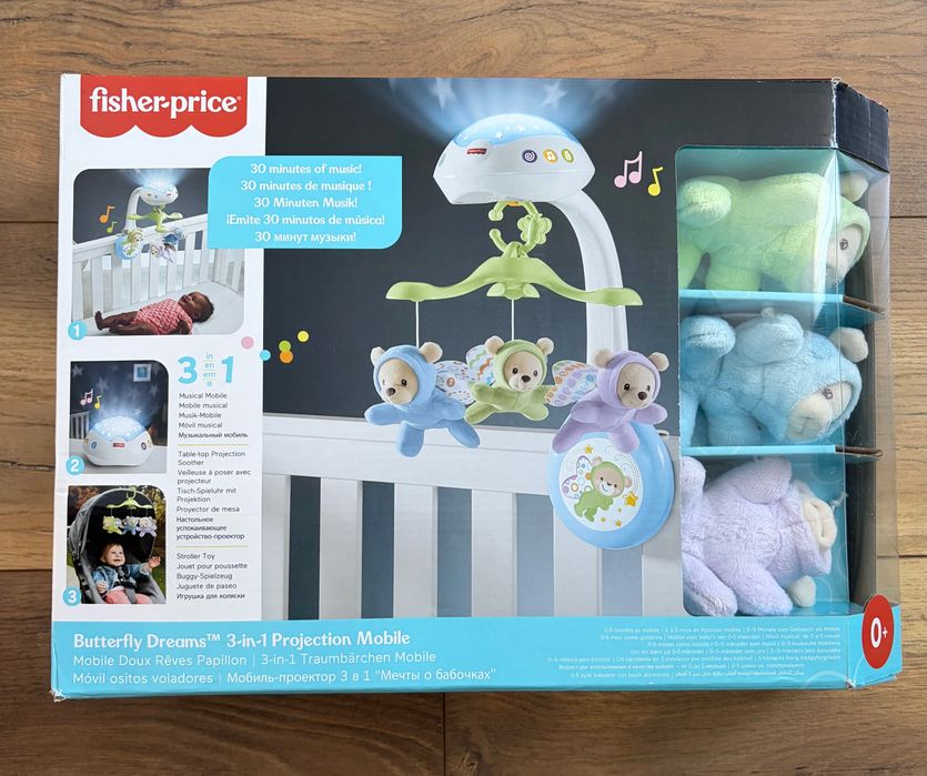 Въртележка 3 в 1 Fisher Price Butterfly Dreams, С прожекция