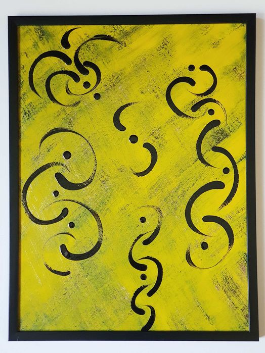 Tablou Abstract, Pictat Manual, în Ramă, 30x40 cm