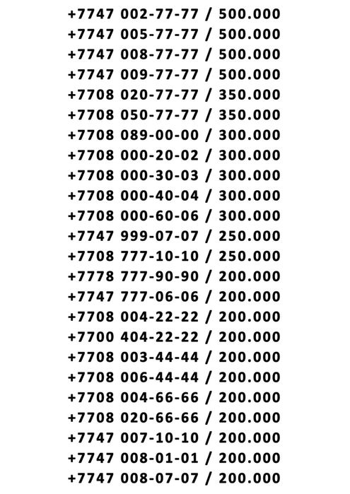 Вип номера, Vip number