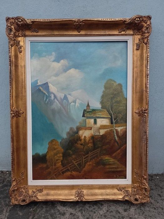 Ulei pe pânză o lucrare deosebita semnata încadrată într-o ramă din le