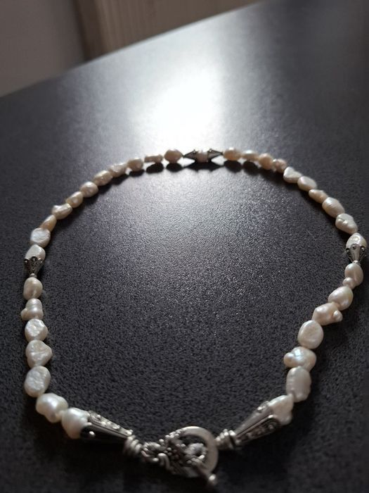 Colier perle naturale de apa dulce la baza gatului 41 cm