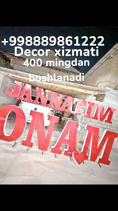 Decor xizmati skidka narxlarda 500ming soʻm