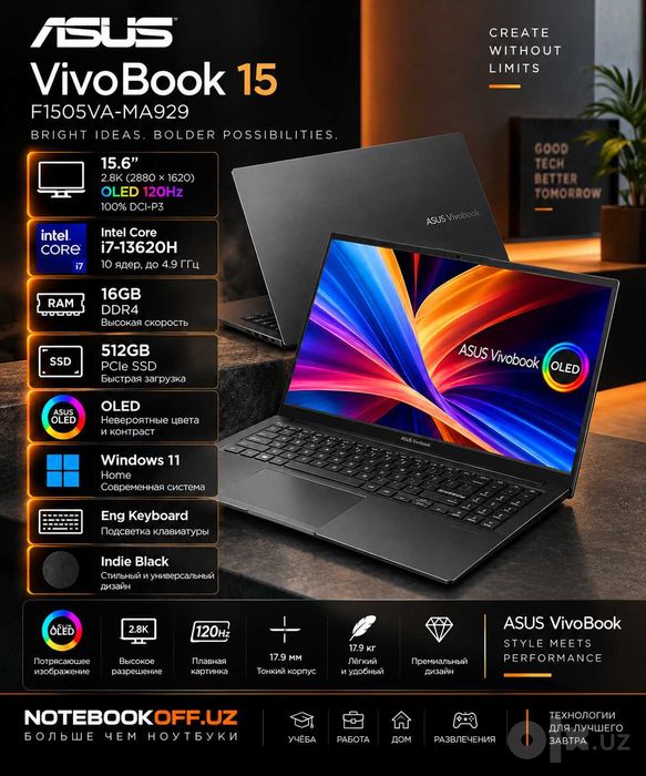 ASUS VivoBook 15 — Core i7-13620H / 16GB / OLED 2.8K 120Hz / 512GB SSD
