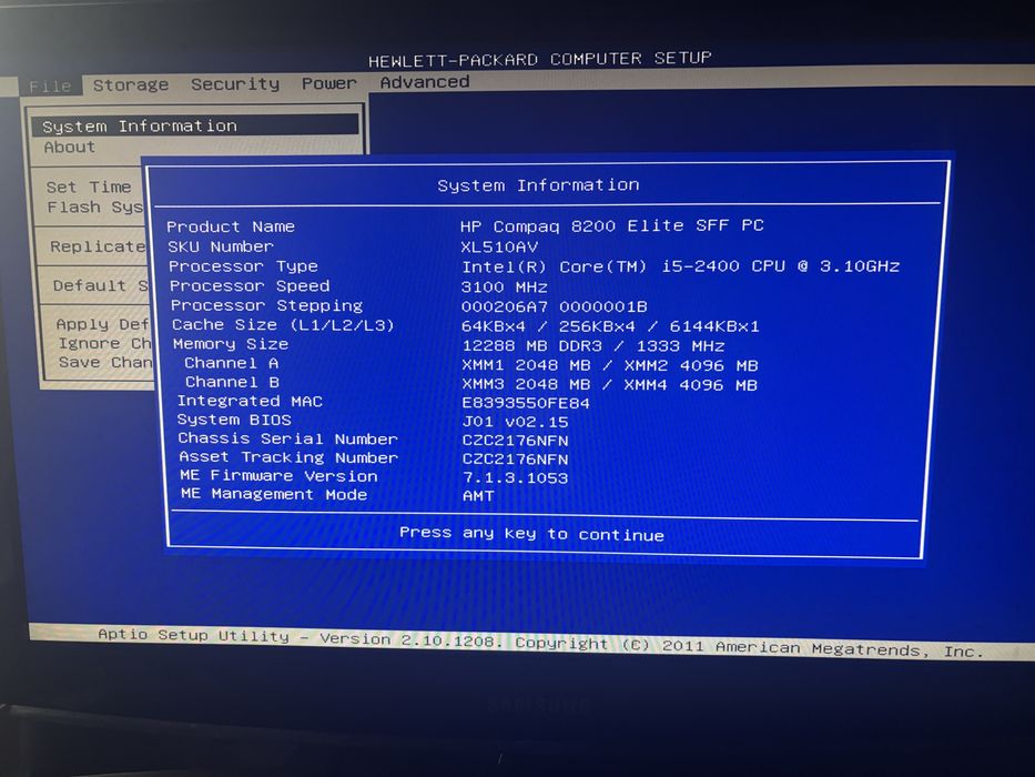 Компютър HP Compaq 8200 Elite
