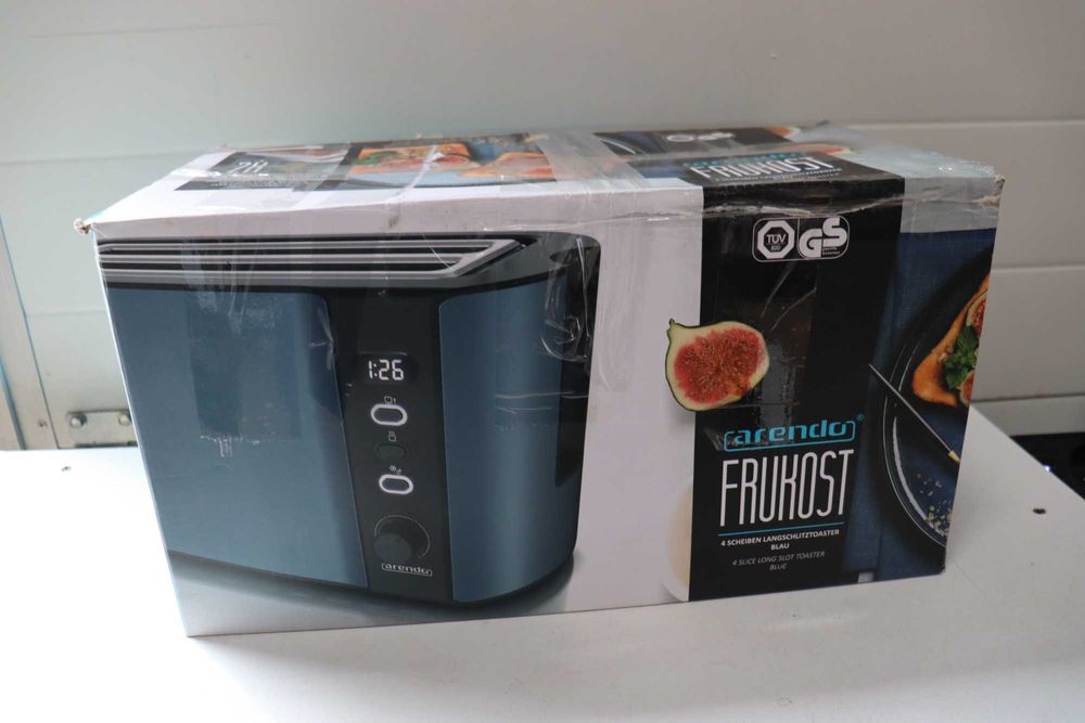 Тостер от неръждаема стомана Arendo, дълъг отвор, 4 филийки,