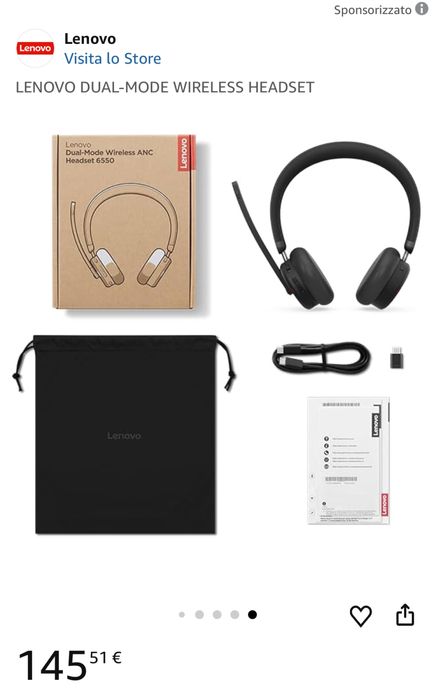 Casti cu microfon Lenovo Dual-Mode, USB-A/Bluetooth, Black. Sigilate