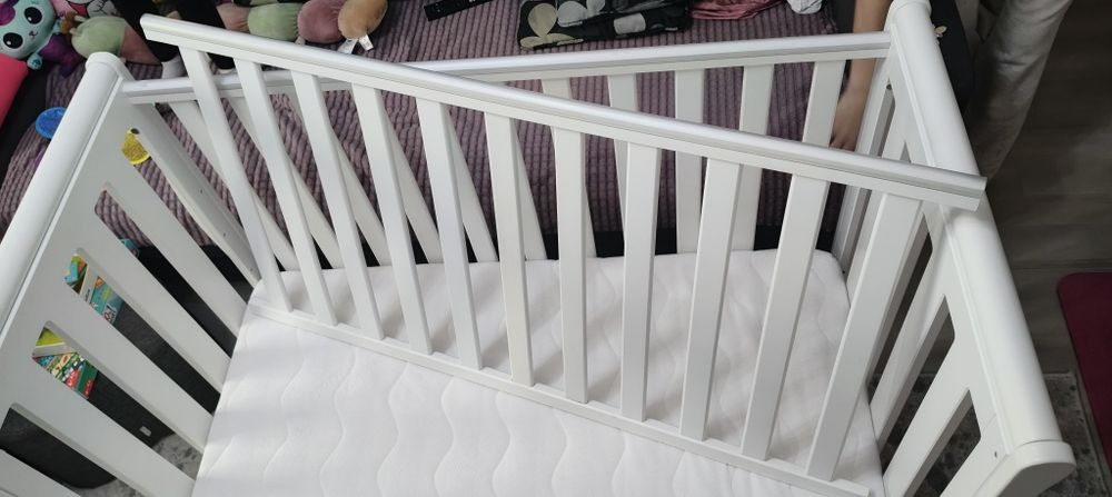 Patut copil lemn alb + saltea