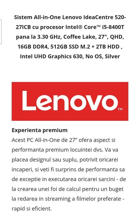 Pc all in one lenovo