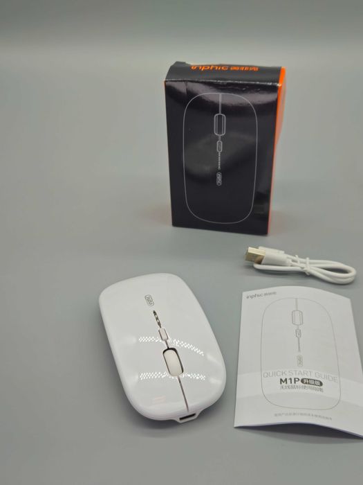 Безжична презареждаема мишка inphic M1P ultra slim 2.4G бяла