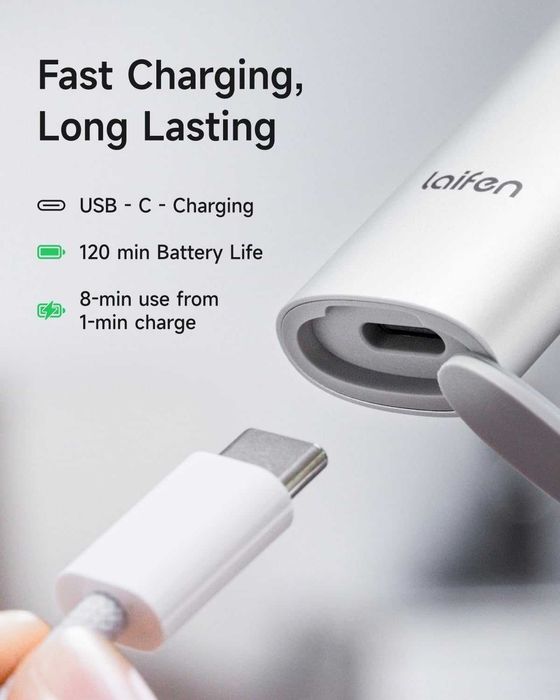 Електрическа самобръсначка Laifen T1 Pro, с 3 накрайника, 120 мин. , водоустойчива IPX7