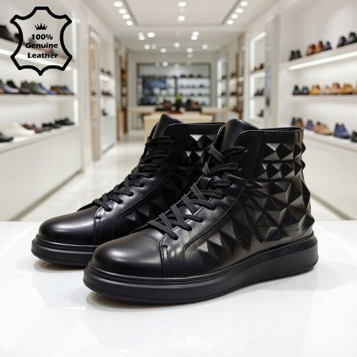 Мъжки боти - черна ЕСТЕСТВЕНА КОЖА [40-44 Номер]