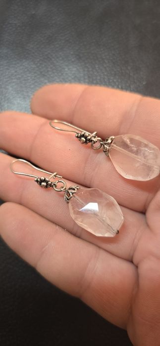 Cercei argint cristal roz