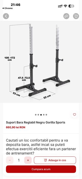 Suport reglabil bara haltera nou geno, pept brate etc nou